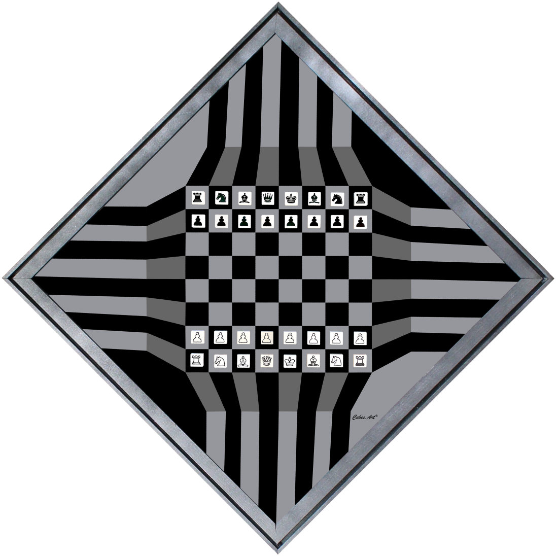CUBES.ART WANDSPIEL SCHACH "MESA PLATINUM I", 50x50cm