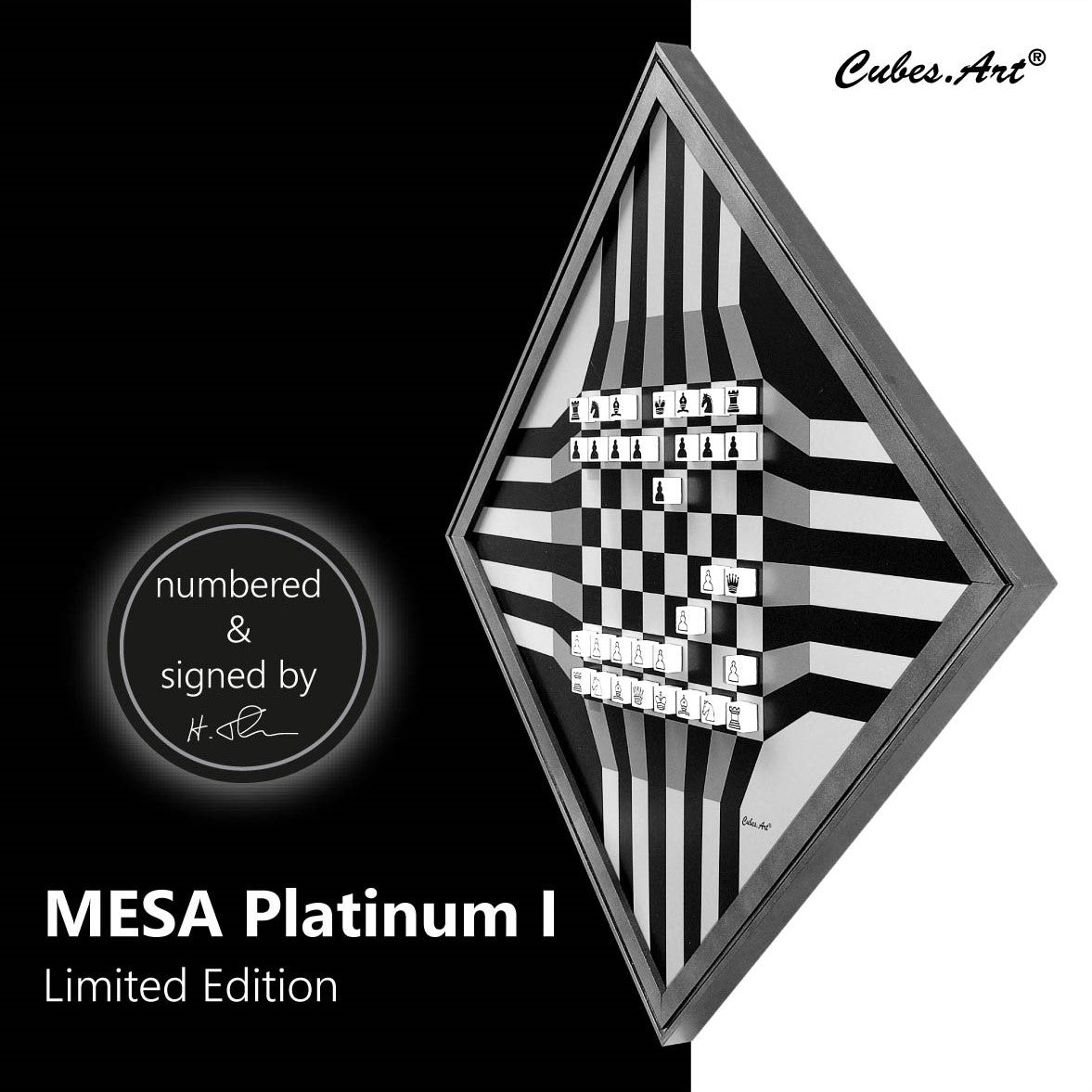 CUBES.ART WANDSPIEL SCHACH "MESA PLATINUM I", 50x50cm