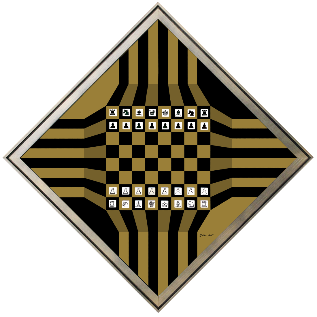 CUBES.ART WANDSPIEL SCHACH – "MESA GOLD I", 50x50cm
