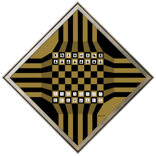 CUBES.ART WANDSPIEL SCHACH – "MESA GOLD I", 50x50cm