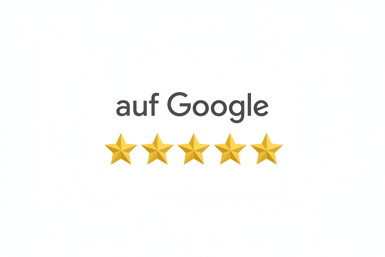 icon "auf Google" mit 5 sternen auf mit weissem hintergrund 